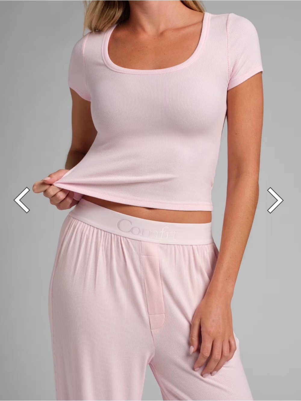 Slinky Rib Baby Tee in Powder Pink